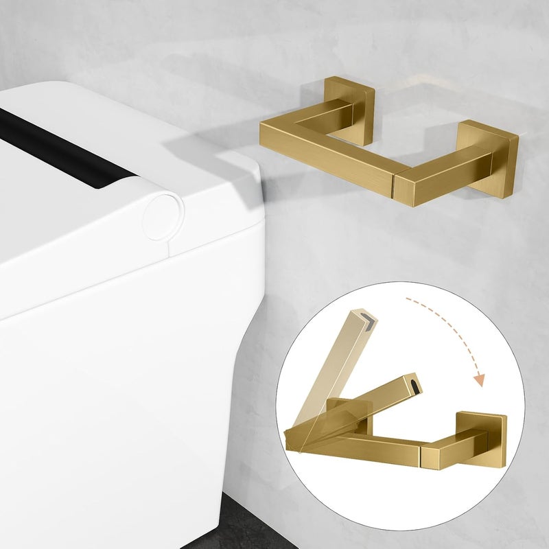 FEILERN Toilet Paper Holder Wall Mounted Post Pivoting Square Tissue Holders Roll Holder Hangers for Bathroom Commercial Toilet Paper Dispenser,Gold - Image 2